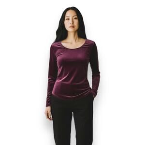 Wilfred Free Aritzia Women's Velvet Long Sleeve Top Size S Burgundy Purple